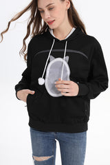 LINYUCHEN Cat Pouch Hoodie Pet Carrier Sweatshirt Large Pocket Pullover Shirt Wearable Cat Dog Carrier Hoodie Black