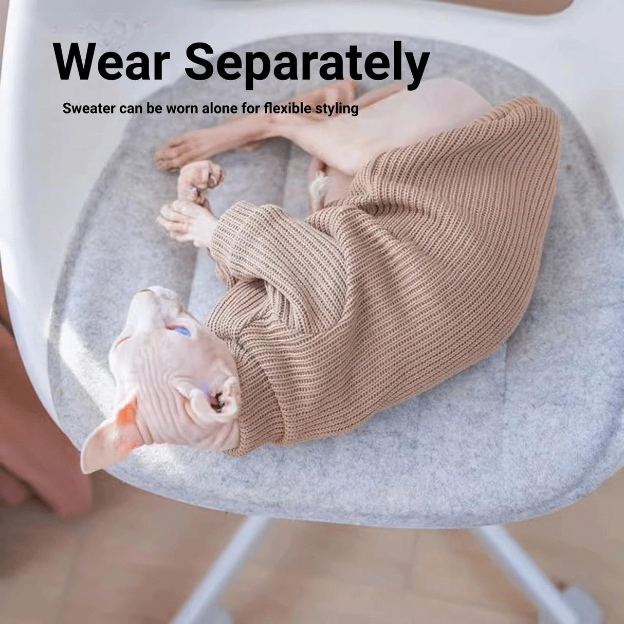 Kinphony Cat Costume & Puppy Clothes 2-Piece Set, Soft Warm Lamb-Fleece Jacket & Breathable Knit Sweater for Small Dogs & Kittens, Size Large