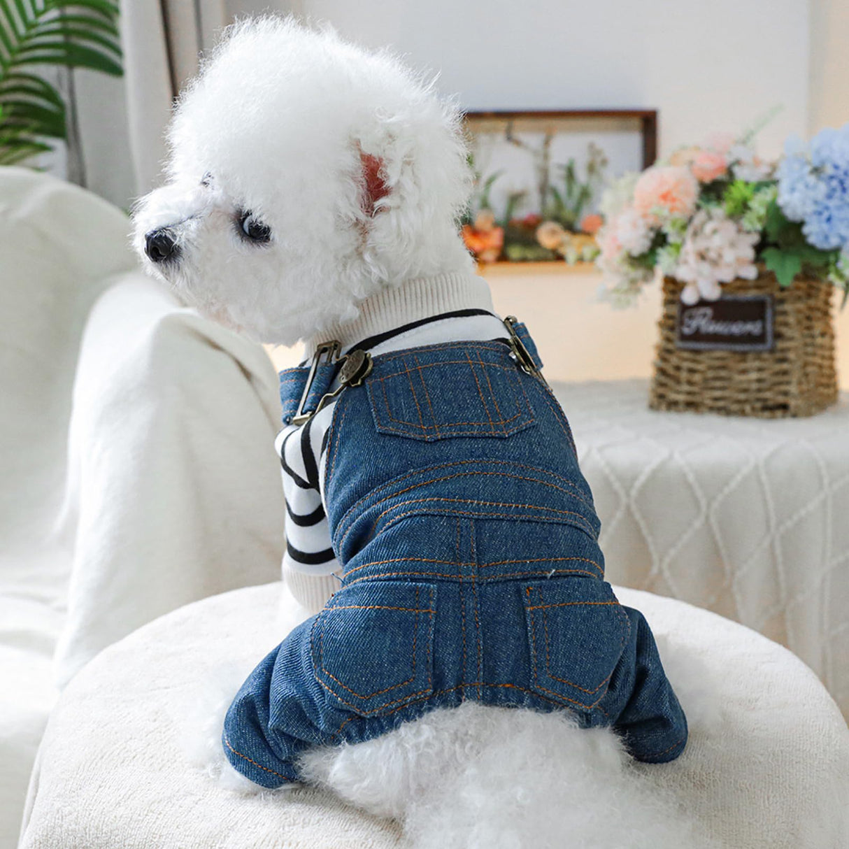 Dog Comfortable Soft Overalls Puppy Cute Sweater Shirt Corduroy Pants One-Piece Outfit Pet Stylish Winter Clothes for Small Dogs Chihuahua Dachshund Daily Holiday Jumpsuit Costume