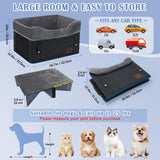 PetsHome Dog Car Seat for Small Dogs, Detachable Washable Pet Booster Seat with Storage Pocket, Breathable Mesh, Safety Leash, Adjustable Straps for Small Pets Up to 25lbs-Black