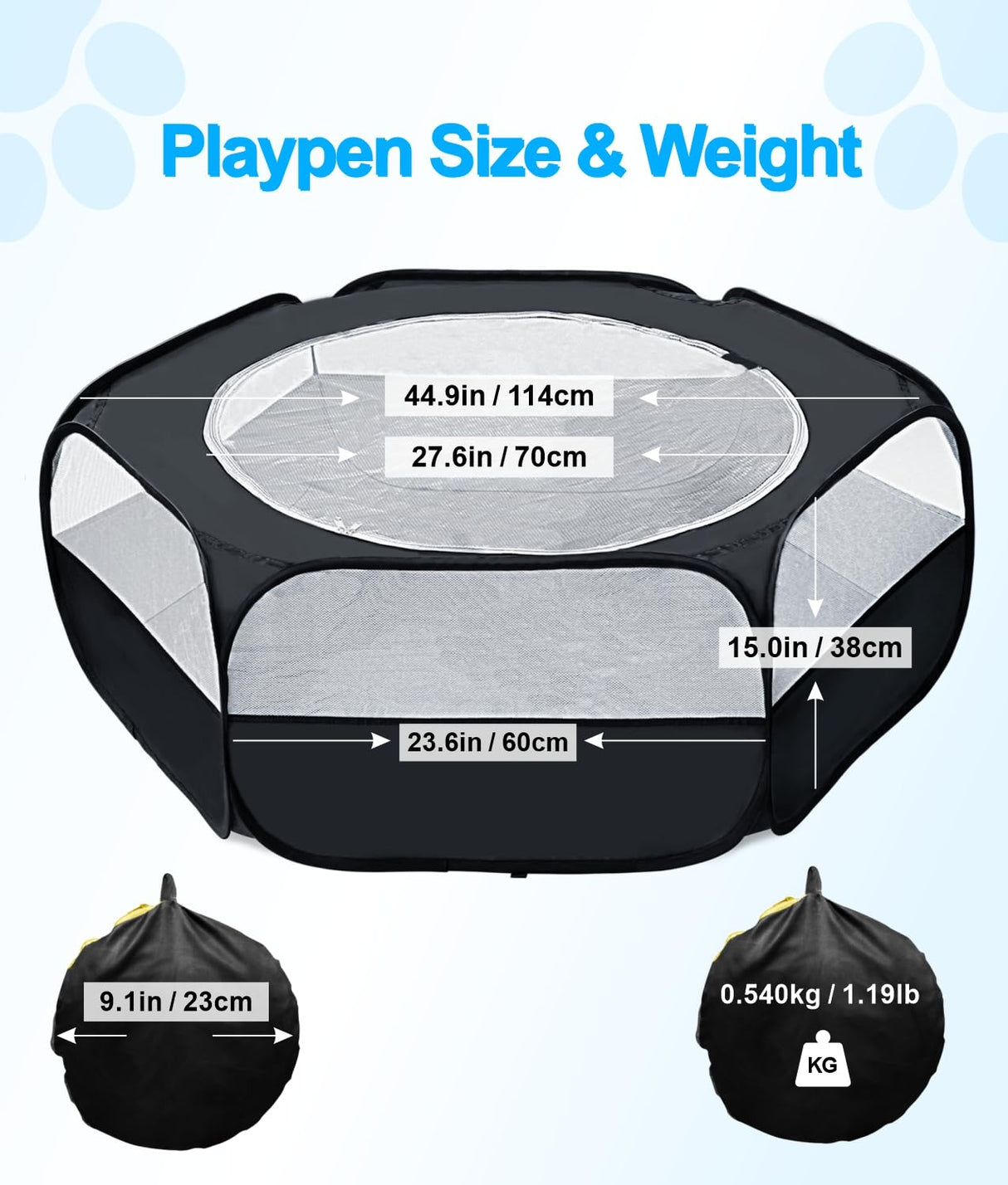 Small Animal Playpen with Cover, Portable Pop Up Pet Enclosure for Rabbits, Guinea Pigs, Hamsters, Chinchillas, Ferrets & Kittens, Indoor Outdoor Waterproof Play Pen, Cage Tent & Chick Brooder Box