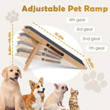 Wooden Foldable Dog Ramp Portable Pet Ramp,Car Ramp with Built-in Handle for Travel, 4 Adjustable Heights 9.8" to 18.1" for Small Dogs