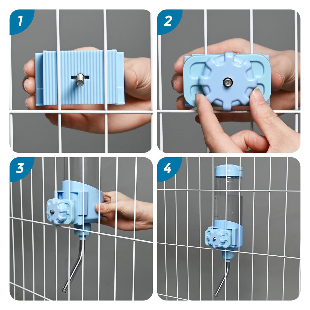 Vannon Top Fill Small Animal Water Dispenser for Cage, 23oz Auto Feeding Crate Water Bottle for Rabbit, Chinchilla, Ferret, Guinea Pig, Squirrel, Hedgehog, Pet Nozzle Diameter: 10mm, BPA Free, Blue