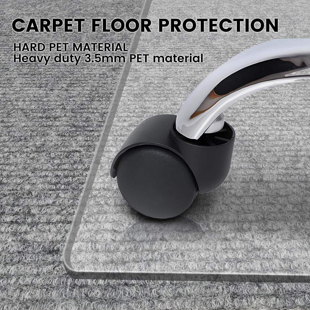 XINQIDAI Office Chair Mat - Heavy Duty, 47"x32", 1/7" Thick, Flat Shipping, Suitable for Carpet and Hardwood Floor