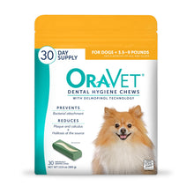 Load image into Gallery viewer, OraVet Dental Chews for Dogs, Oral Care and Hygiene Chews (Extra Small Dogs, 3.5-9 lbs.) Yellow Pouch, 30 Count
