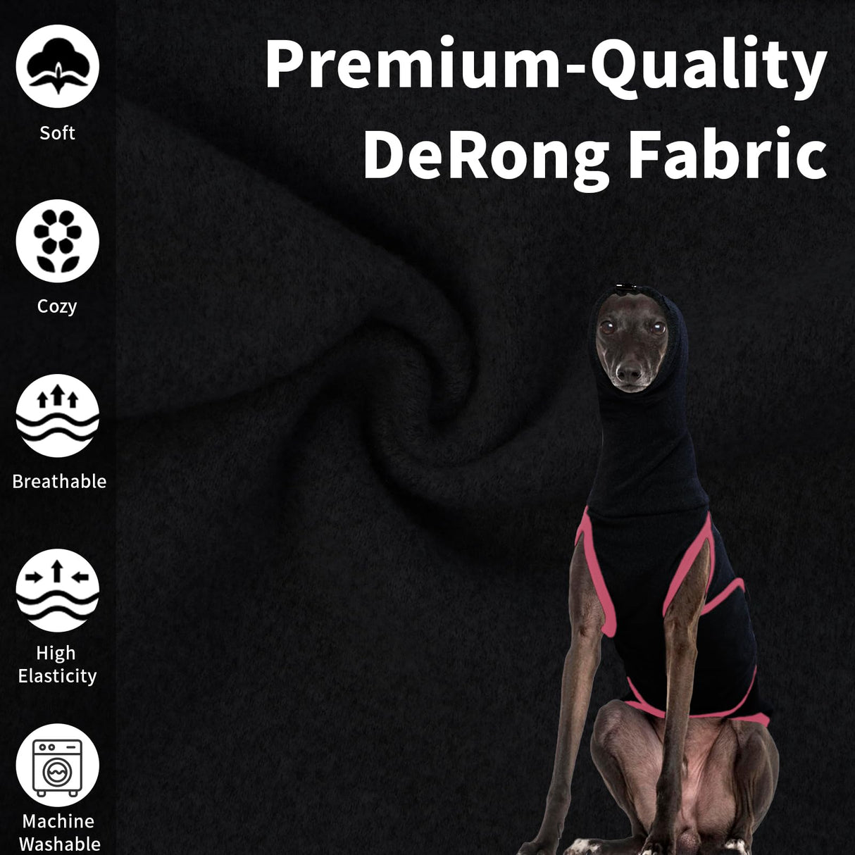 DENTRUN Dog Calming Vest Anxiety Relief Shirts with Ear Wraps, Soft Dog Hoodie Noise Cancelling Ear Muffs for Firwork, Comfort Winter Warm Sweater Turtleneck Cold Weather Cozy Coat for Medium Dog