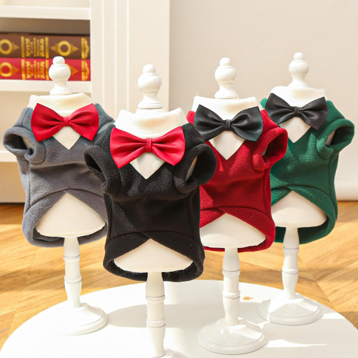 SSEISS 4 Pcs Formal Dog Tuxedo with Bowtie, Wedding Pet Hoodie Suit, Winter Pet Costume, Prince Dogs Shirt, Bride Clothes for Small Medium Large Dogs (S)