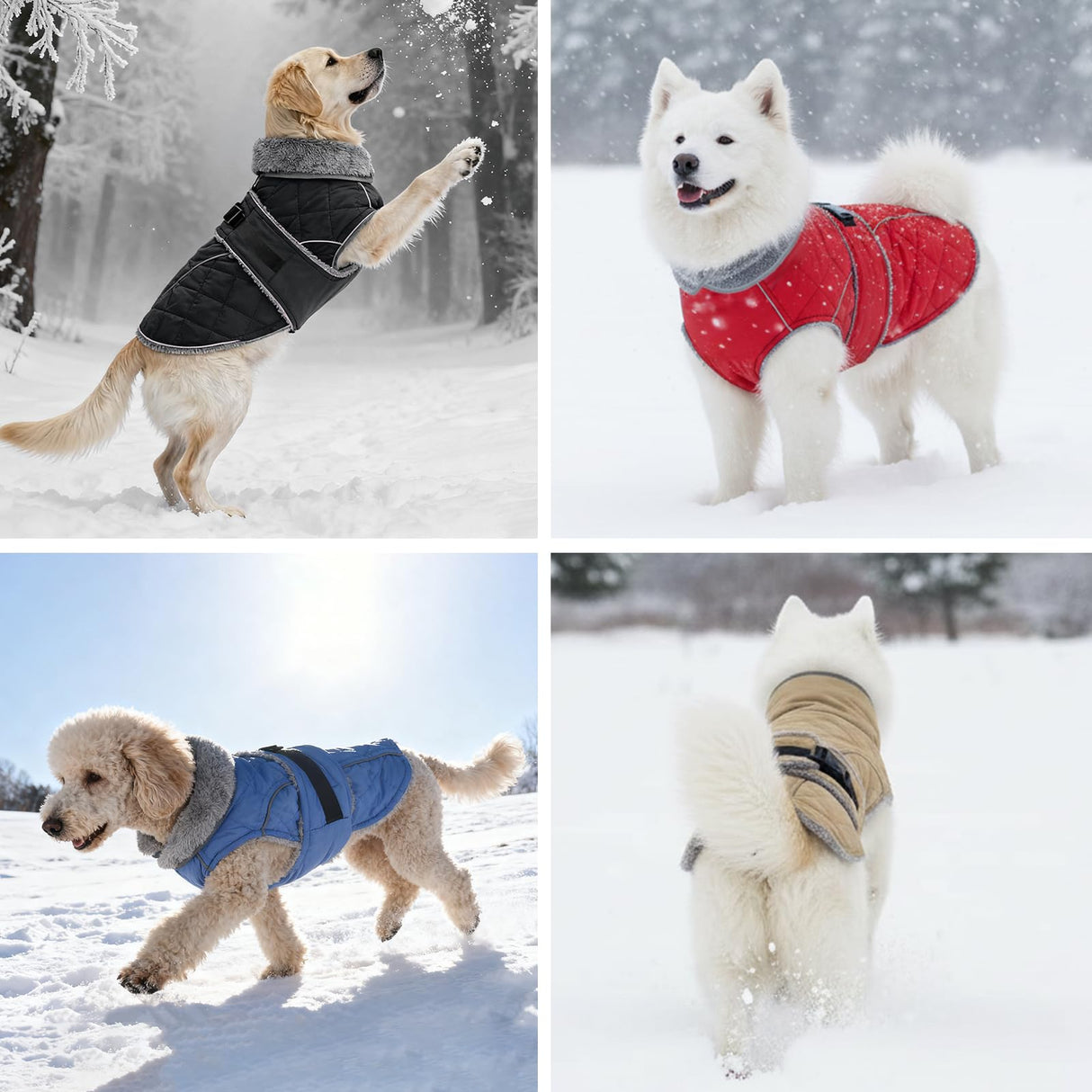 Yoochee Dog Coat, Warm Dog Winter Coat for Medium Dogs, Waterproof Jacket with Adjustable Buckle & Velcro, Reflective Turtleneck Cold Weather Coats, Pet Fleece Vest Snow Jacket (Brown, XXXL)