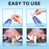 Ultrasonic Dog Teeth Cleaner, 3 Modes Sonic Tooth Cleaner for Dogs, Low Noise Sonic Dog Plaque and Tartar Remover with LED Light, 2 Cleaning Head, Toothbrush, Dental Mirror Probe Tweezer and Scraper