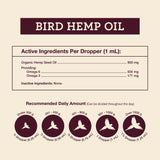 Organic Hemp Well Bird Hemp Oil – 2 Ounces. Parrot, Parakeet, Cockatiel and All Birds for Supporting Health, Feather Plucking, Destructive Behavior Reduction, Immune Support, and Relaxation.