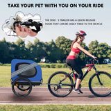 Large Dog Trailer for Bike, Folding Bike Trailer for Dogs with 18.9" Wheels, 120LB Capacity All-Terrain Pet Carrier, Universal Bicycle Coupler (Blue+Grey)