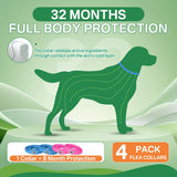 Puyrzoe Flea and Tick Prevention for Dogs Collar 4 Pack, Natural Flea Collar for Dogs 32-Month Full Protection, Adjustable Dog Tick Prevention for Puppy & Dog, Waterproof, 2 Pink & 2 Blue