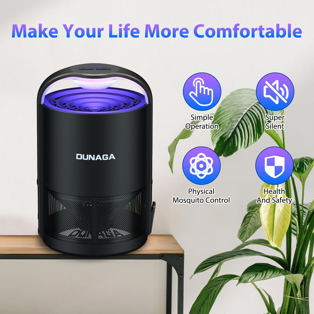DUNAGA Fly Traps Indoor, Fruit Fly Traps, Gnat Traps, Bug Zapper Indoor, Insect Traps Indoor with 10 Sticky Glue Boards, Black