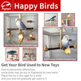 Agape Rotating Parrot Perch Toy with Chew Toy, Natural Wooden Perch Stand for Small & Medium Birds, Bird Cage Accessory with Exercise Wheel for Parakeets Cockatiels Lovebirds Conures Finches Budgies