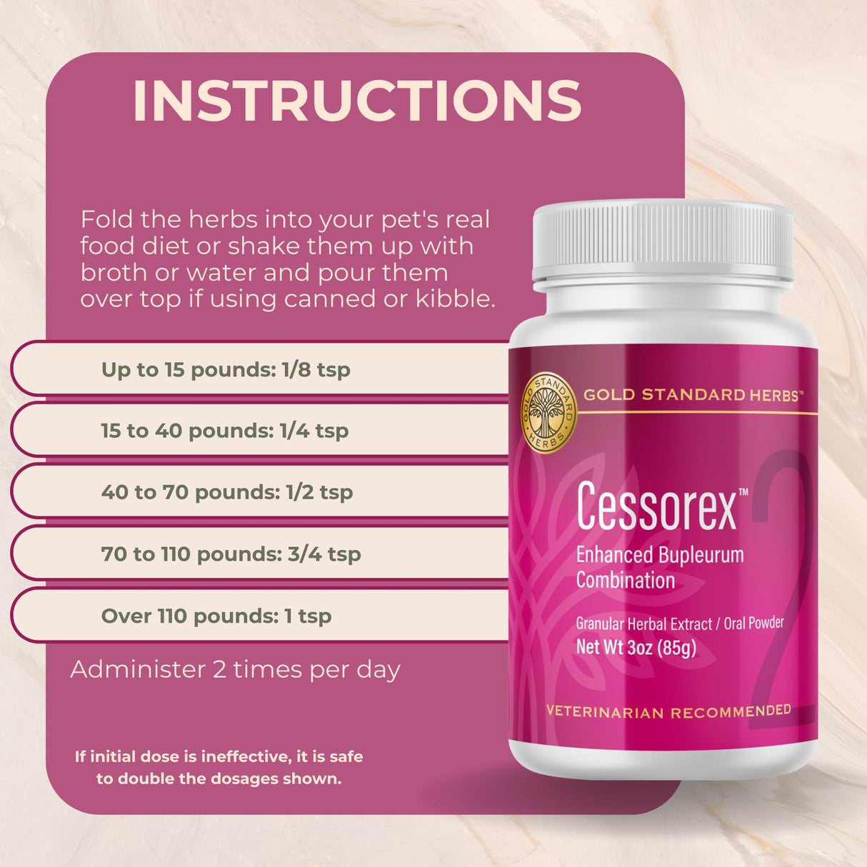 Cessorex Allergy Relief and Skin Immune Function Support Supplement for Dogs by Gold Standard Herbs, All Natural Bupleurum Combination, 85 gram Powder