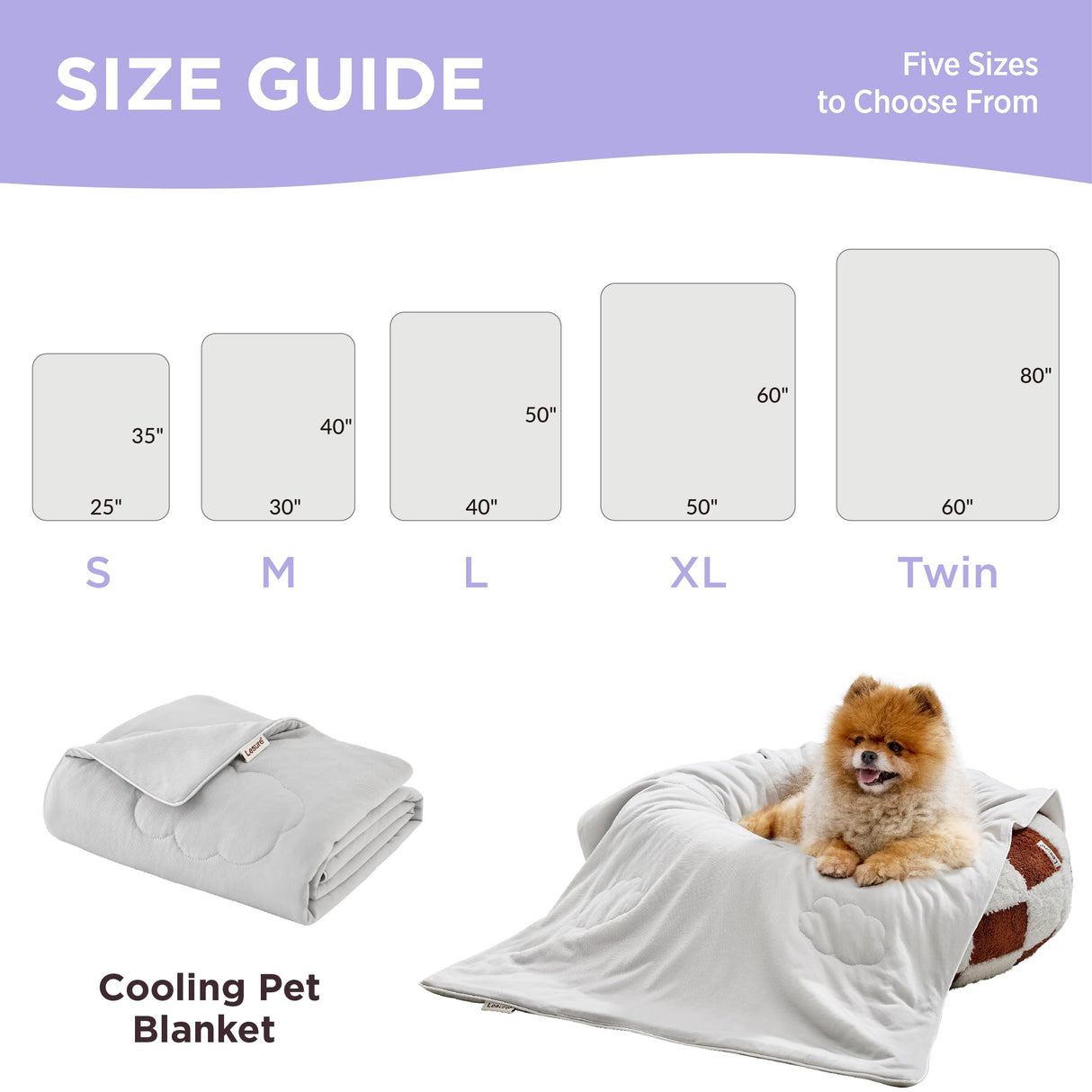 LE SURE Premium Cooling Blanket for Small Dogs Washable - Breathable Pet Throw Blanket with Q-MAX>0.4 for Summer，Soft Cat Cooling Mat, Furniture Protector Couch Sofa，Grey, 25x35