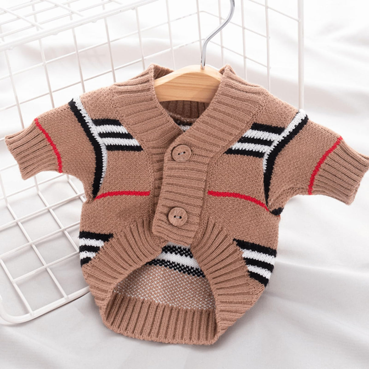 Cute Knitted Cat Sweaters Warm Striped Dog Apparel Thickened Winter Kitten Sweaters for Indoor Cats and Small Dogs (Stripe 2,M (3.3-5.5lbs))