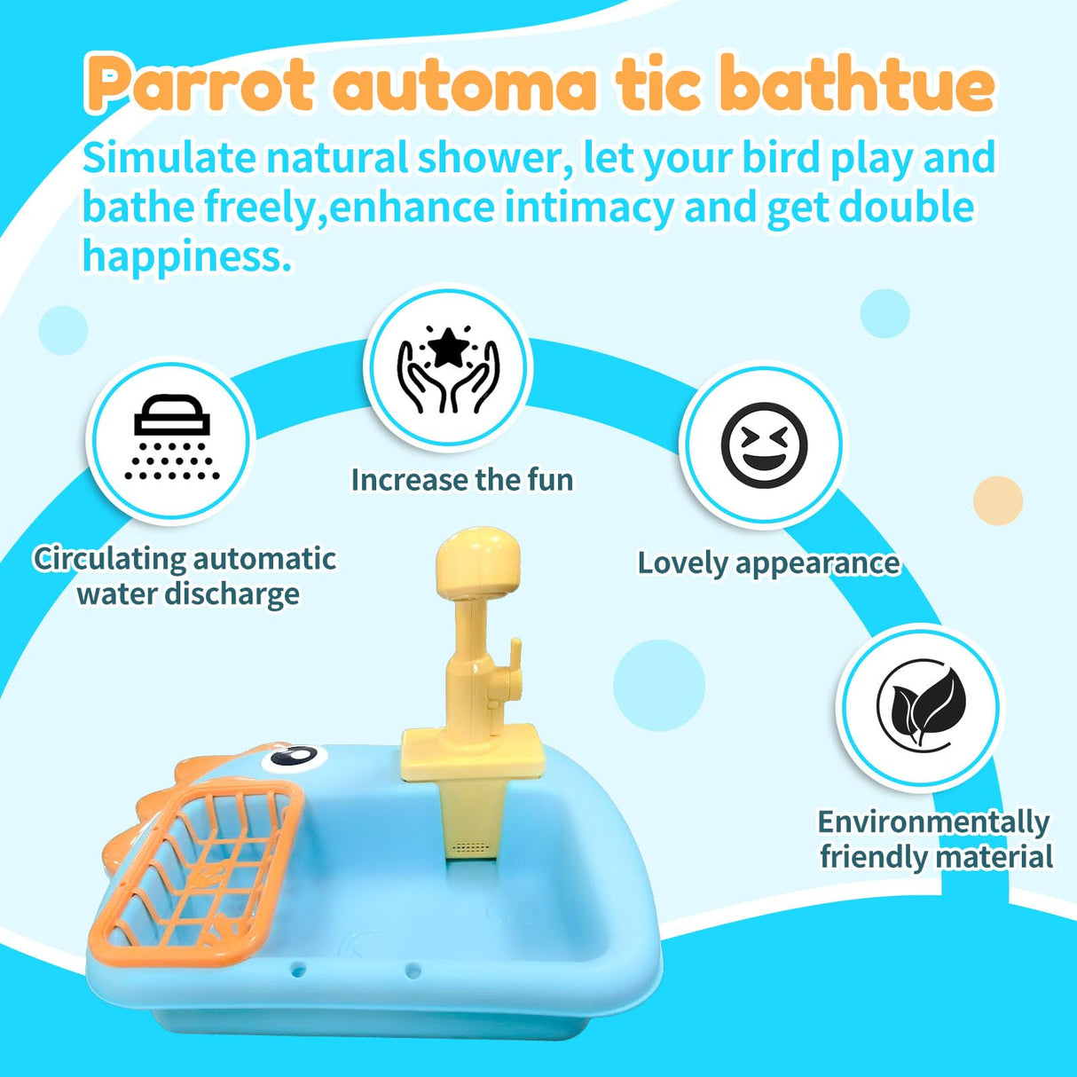 Automatic Bird Shower & Parrot Bath Fountain – Cage Mountable Parrot Shower Box for Cockatiels, Budgies, Conures & Lovebirds(Blue)
