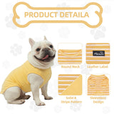 MIHACHI Dog Shirts Cotton Striped T-Shirt, Summer Pet Clothes for Small Dogs, 2-Pack Soft Puppy Apparel Cat Tee, Sleeveless Lightweight, Quick Dry, Breathable,Stretchy, Yellow M