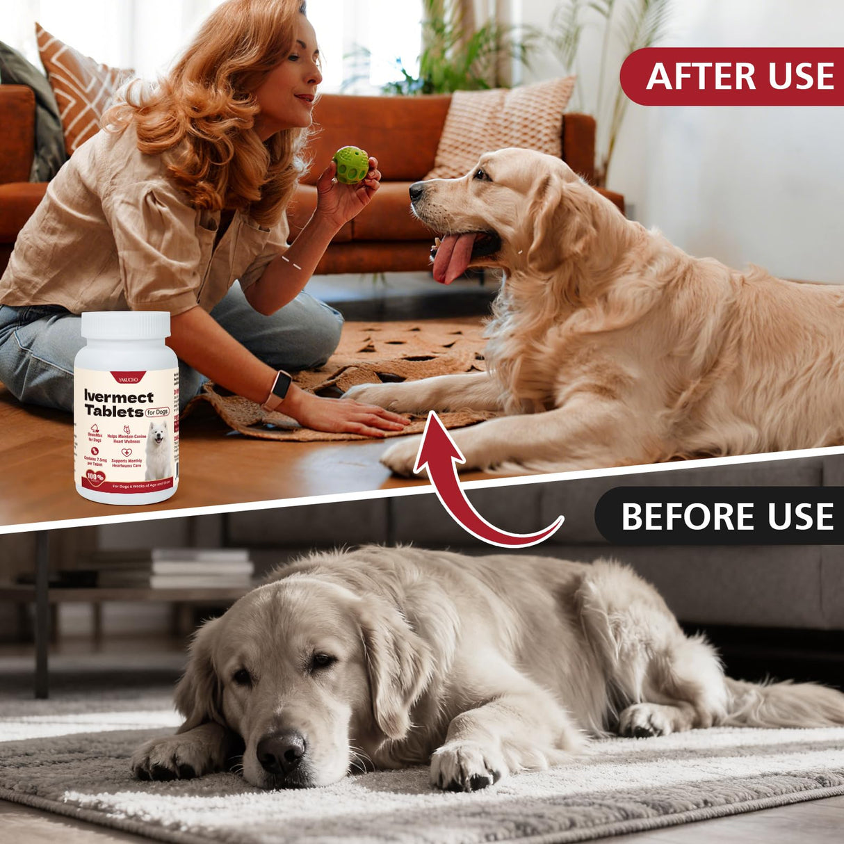 lvermect Tablets for Dogs, 99% Purity for Heart Health, Supports Canine Heart Wellness, Promotes Immune Support - 7.5mg(100 Tablets)