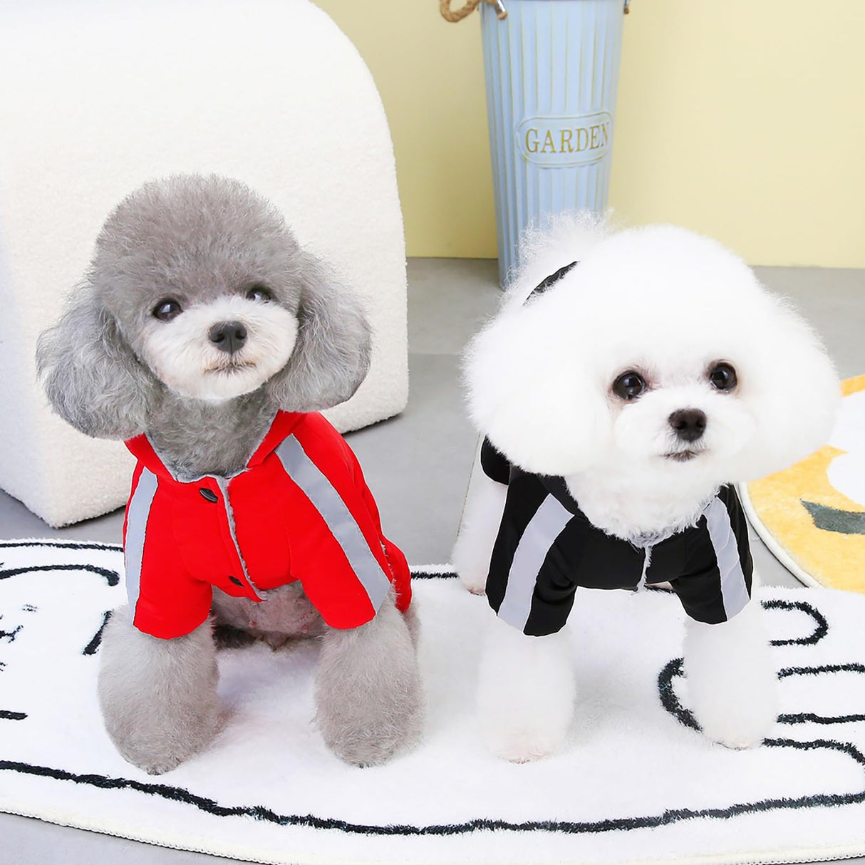 Izefia Dog Coat Pet Apparel Jumpsuit Windproof Cold Weather Coat 4 Legs Sports Jacket Warm Winter Thick Clothes Snow Proof Coat Cotton Dog Coat for Small Dog Medium Dog Cat Black XXL