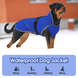IDOMIK Dog Winter Jacket, Adjustable Waterproof Dog Warm Coat with Fleece Lining, Turtleneck Windproof Cold Weather Coats for Winter, Reflective Warm Snow Jacket for Chihuahua Yorkshire,Blue,XS