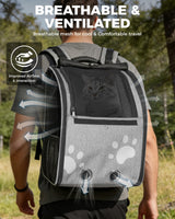 MOYSOON Cat Carrier Backpacks for Kitty Small Dog up to 15 lbs, Lightweight and Foldable Dog Backpack Carrier with Breathable mesh for Travel, Walking, Hiking, Camping and Vet (Grey)