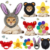 5 Pieces Cat Hat Dog Costume Cute Bunny Rabbit Hat with Ears Headwear Lion Mane Cap Valentine New Years Day Party Accessory for Kitten Puppy Dress Up Adjustable Birthday Party