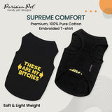 Parisian Pet Dog Shirt – 100% Cotton My Bitches Shirts for Large Dogs – Black Sleeveless Puppy Clothes – Lightweight and Breathable Boy Dog Clothes – Summer Pet Apparel - Stretchable Tshirts for Dogs