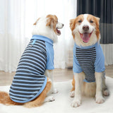 Fleece Dog T-Shirt with Leash Ring Lightweight Stretchy Dogs Clothes Striped Short Sleeves Pet Sweatshirt Soft Dog Shirts for Large Dogs Border Collie,Golden Retriever,Doberman（Blue,6X-Large）