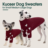 Kuoser Dog Sweater,Warm Dog Sweaters for Medium Dogs,Turtleneck Knitted Dogs Sweater Christmas Outfit,Cold Weather Pet Winter Clothes Doggie Pullover Girls Boys for Fall Xmas,Red M