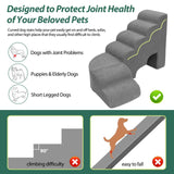 6 Tier Dog Stairs/Steps for High Bed, 27.5”H Non-Slip Pet Stairs Adjust to Left Side of Bed, Pet Steps for Small Dogs, Old Pets, and Injured Dogs, Gray