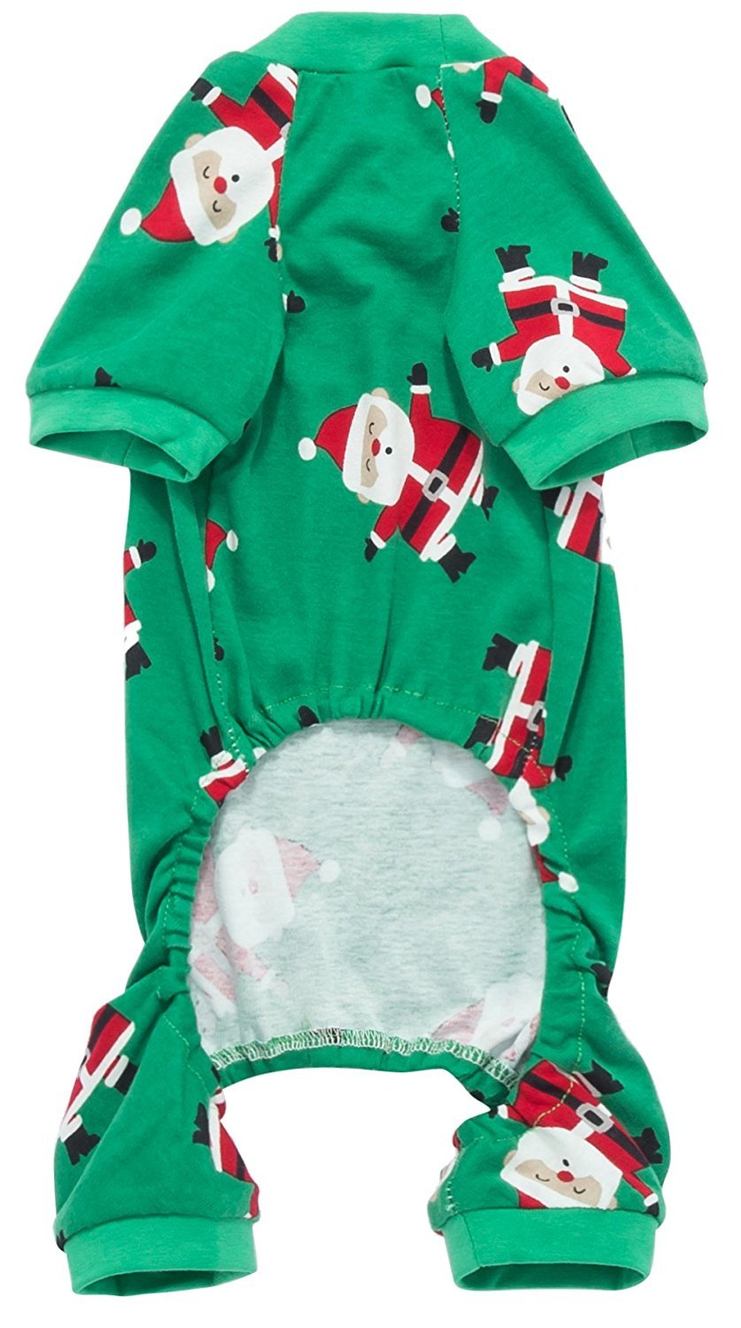 Lanyarco Santa Claus Xmas Cotton Dog Christmas Pajamas, Pet Dog Jammies Jumpshit PJS Christmas Pajamas for Dogs Large Dogs, Back 23" XLarge XL, Green