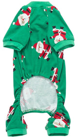Lanyarco Santa Claus Xmas Cotton Dog Christmas Pajamas, Pet Dog Jammies Jumpshit PJS Christmas Pajamas for Dogs Large Dogs, Back 23" XLarge XL, Green
