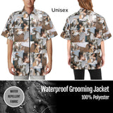 Ussunarts Custom Dog Print Grooming Smock for Pet Groomers – Waterproof Zip Jacket Uniform for Dog Salon Use or Pet Lovers