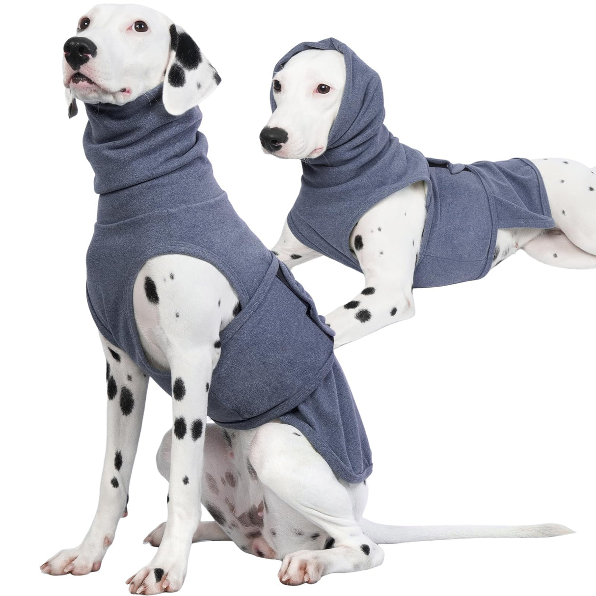 ROZKITCH Anxiety Vest for Dog, Pet Neck Wrap with Hoodie Shirt Soft Ears Cover, Thunder Jacket for Dogs Anxiety for Fireworks Travel Vet Visit 4th of July Holiday Christmas Blue L