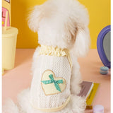 2PCS Breathable Cotton Dog Shirt with Heart and Bow Decoration, Pet Shirt for Small Dog and Cat, Puppy Clothes for Chihuahuas, Dachshunds and Yorkies, Summer Pet Outfit for Girls(2PCS A,XS)