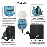 FLAdorepet Dog Backpack Harness with Leash, Dog Poop Bag Dispenser, Pet Self Carrier Adjustable Travel Hiking Walking Harness Backpack for Small Medium Dogs (L(Fit:10-15lb), Blue)