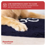 My Doggy Place Microfiber Dog Mat for Muddy Paws, 36" x 26" Navy Blue With Paw Print - Absorbent, Quick-Drying, Washer and Dryer Safe - Non-Slip Rubber Backed Pet Cleaning Mat, Large