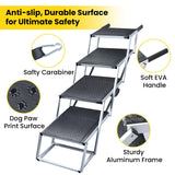 Dog Stairs for Large Dogs, Extra Wide Dog Ramp for Car with Non-Slip Surface, Folding Dog Car Ramp for SUV & Car, Outdoor, Supports up to 250 lbs, 4 Steps