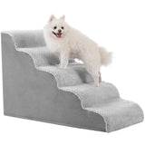 MIHIKK Dog Stairs Ramp, Curved 5-Step Dog Steps for Small Dogs and Cats, Pet Stairs for High Beds and Couch with Anti-Slip Washable Cover and Durable High Density Foam, Grey
