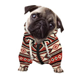 Howilath Red Geometric Aztec Tribal Dog Hoodie, Cozy Puppy Sweater with Hat for Small Medium Large Dogs, Cute Winter Outfits