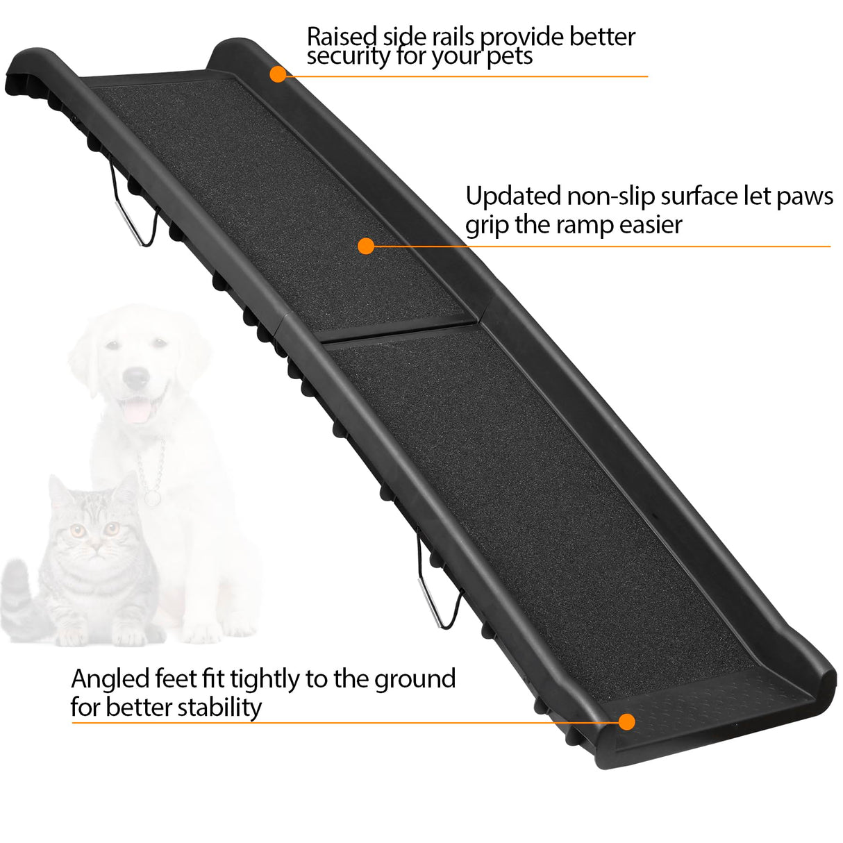 JupiterForce Folding Dog Ramp for Car, Non-Slip Pet Ramp with High Traction Surface, Portable & Lightweight Dog Ramps for SUV, Truck & Bed, Supports Large & Small Dogs