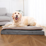 Amazon Basics Washable Dog Bed with Cooling Gel Memory Foam, Pressure-Relief Support for Dogs up to 120lbs, Non-Slip Bottom, Removable Cover, Giant Sized (48" x 36"), Grey