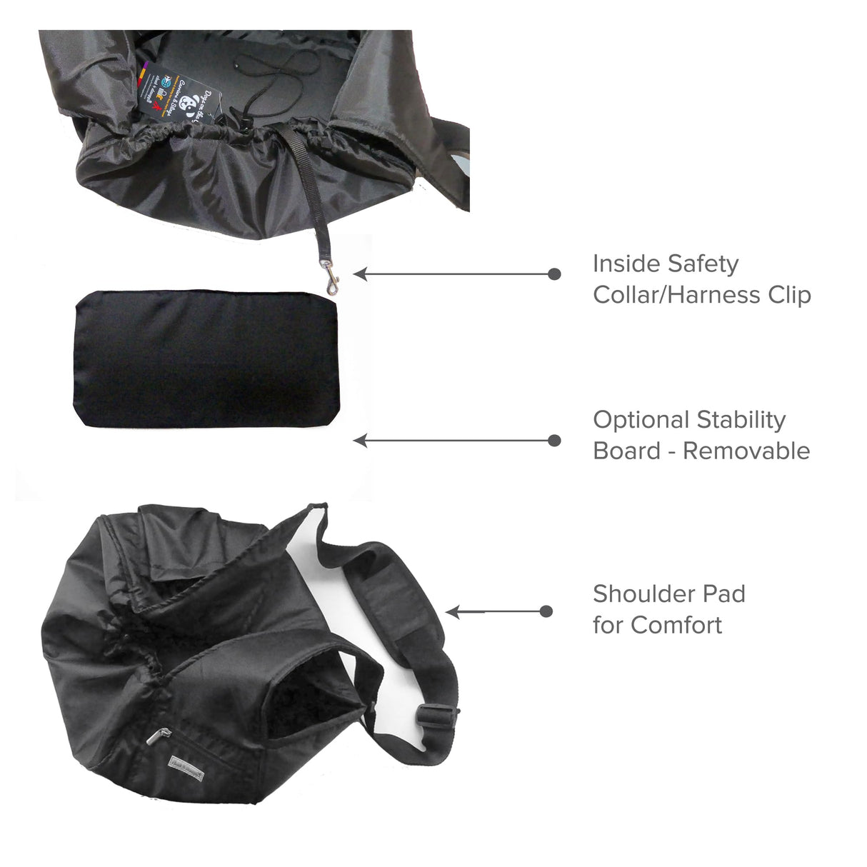 Cloak & Dawggie Dog Sling Carrier Tiny XXS Extra Extra Small Dogs, Puppy Toy Teacup Wearable Adjustable Pet Cross Body Shoulder Bag Waterproof Nylon Travel My Canine Kids (8722) (3-7 lbs, Black)