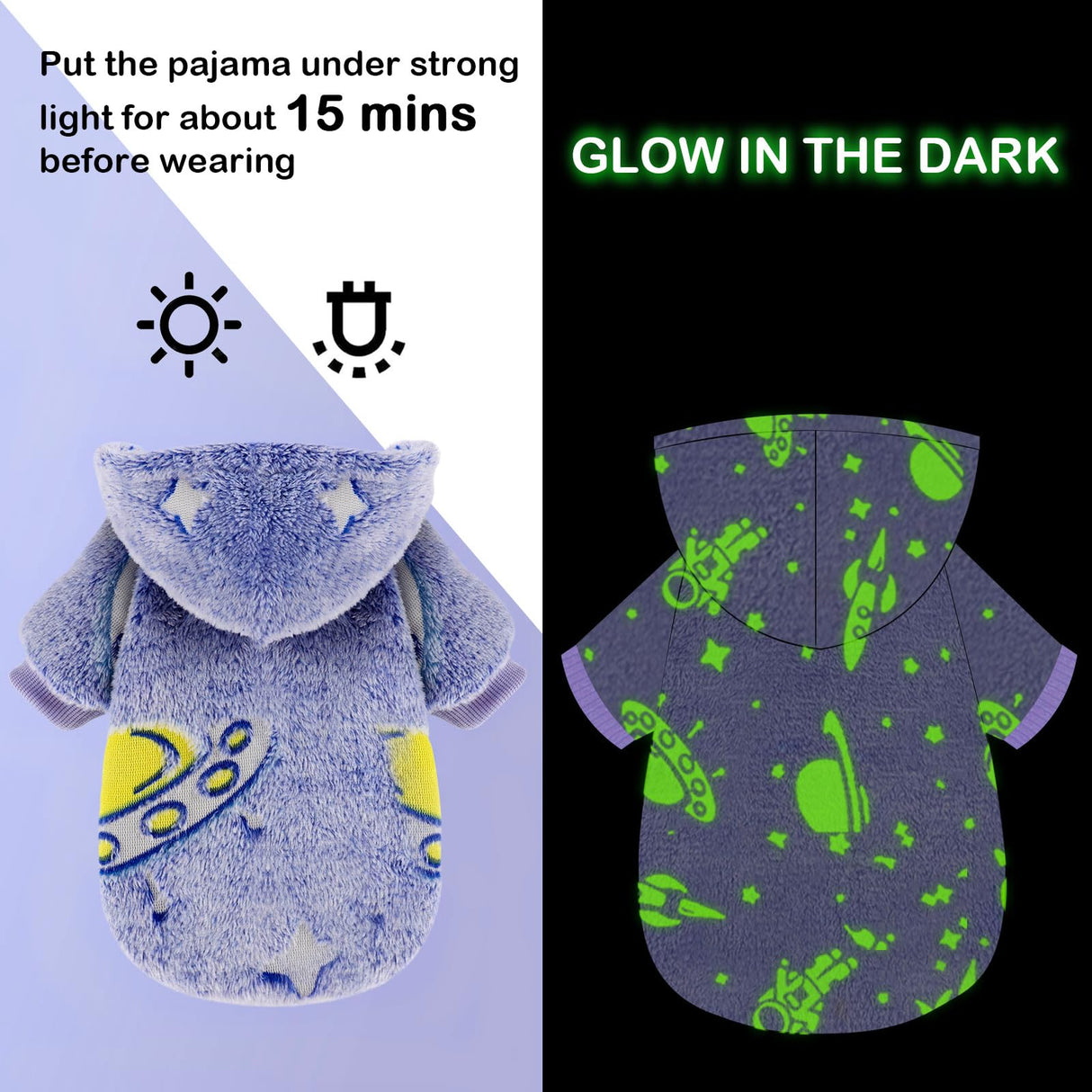 Dog Sweater for Small Dogs Girl Boy, Fleece Dog Hoodie Clothes, Night Glow Puppy Sweater, Soft Warm Extra Small Doggie Sweatshirt, Fall Winter Doggy Clothes Pet Outfits for Chihuahua Yorkie, Blue,XS