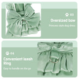 Yaopelky Dog Princess Dress for Small Dogs Cat Bow Dress with D-Ring Dog Girl Wedding Clothes Cute Puppy Tutu Skirt Doggy Summer Costume (Green, Medium(5.5-7.7lb))