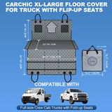 CarChic Dog Car Seat Cover for Back Seat - Waterproof Pet Hammock with Embedded Insert Door Protectors (XLarge for Crew Cab Truck with Fold‑Up Seat)