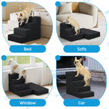 PRIMEPATIO Dog Stairs for Small Dogs, 4 Step Pet Stairs for High Beds and Couch, Dog Steps for Bed Balanced 18" H, Foldable Pet Ramp for Large Cats Climb, Non-Slip Bottom Doggy Step, Black