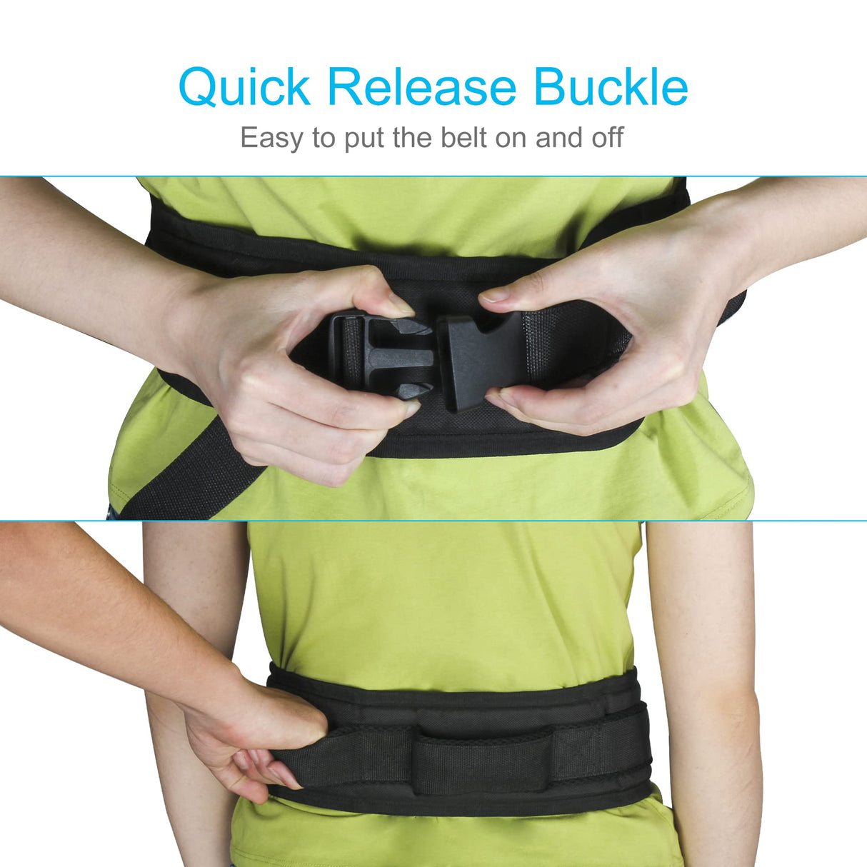 REAQER Gait Belt Transfer Belts for Lifting Seniors Walking and Standing Assist Aid for Bariatric, Elderly, Handicap, Occupational & Physical TherapyCaregiver Nurse Therapist